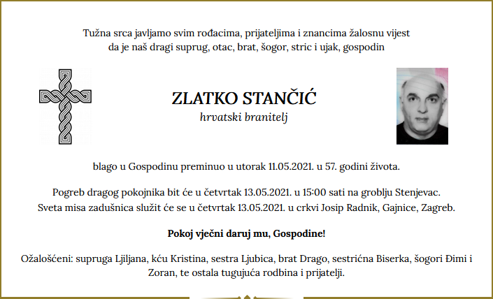 Zlatko Stančić - Hrvatski branitelj 1964. - 2021.