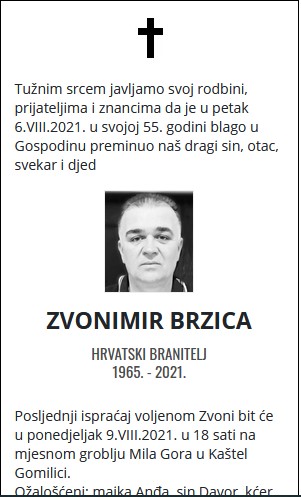 Zvonimir Brzica - Hrvatski branitelj 1965. - 2021.