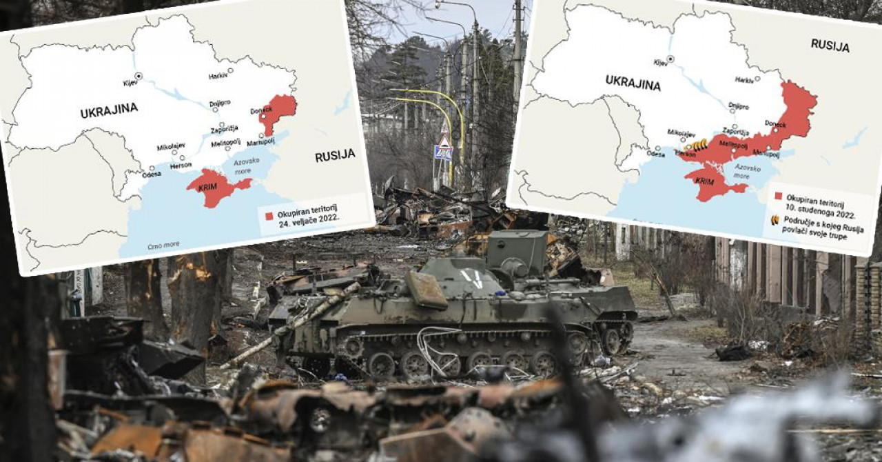APSURD PUTINOVOG RATA Pogledajte vojne karte prvog dana invazije i od danas