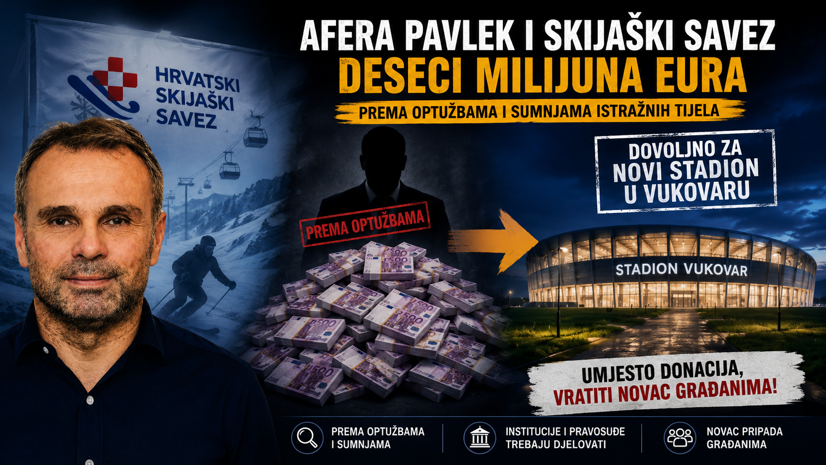 Pavlek i njegovi kompanjoni su navodno otuđili novac za dva i više vukovarska stadiona