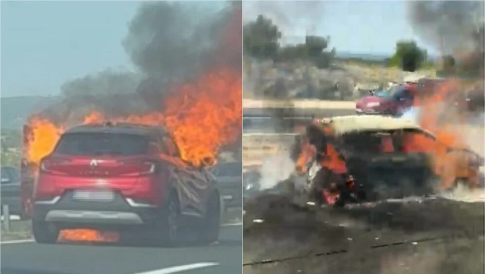 VIDEO Auto se zapalio na A1, gotovo u potpunosti je izgorio: "Grunula je eksplozija"
