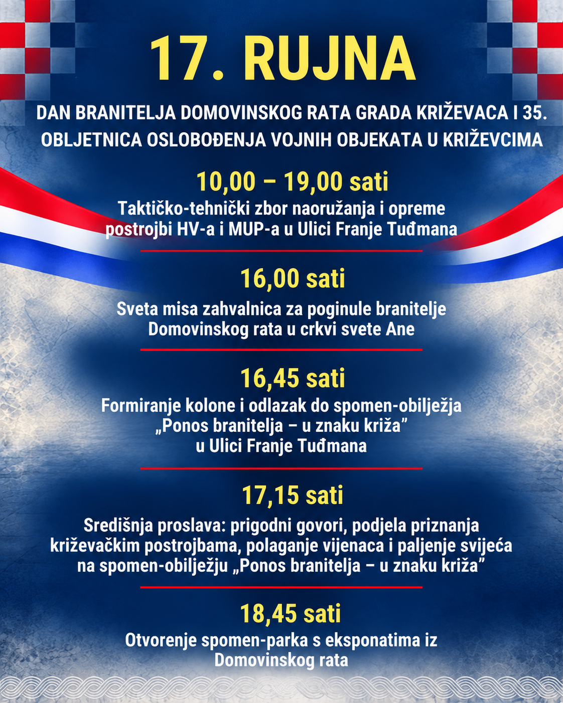 Dan branitelja Domovinskog rata Grada Križevaca i 35. obljetnicu oslobođenja vojnih objekata u Križevcima