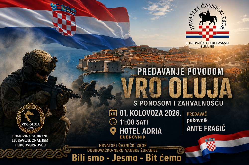 „VRO Oluja – s ponosom i zahvalnošću“: Predavanje pukovnika Ante Fragića u Dubrovniku