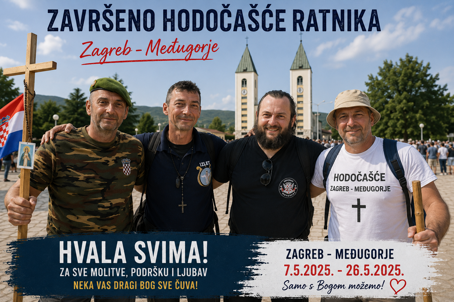 Završeno Hodočašće ratnika: Tomislav Lučić i Toni Kumerle stigli u Međugorje nakon gotovo tri tjedna hoda