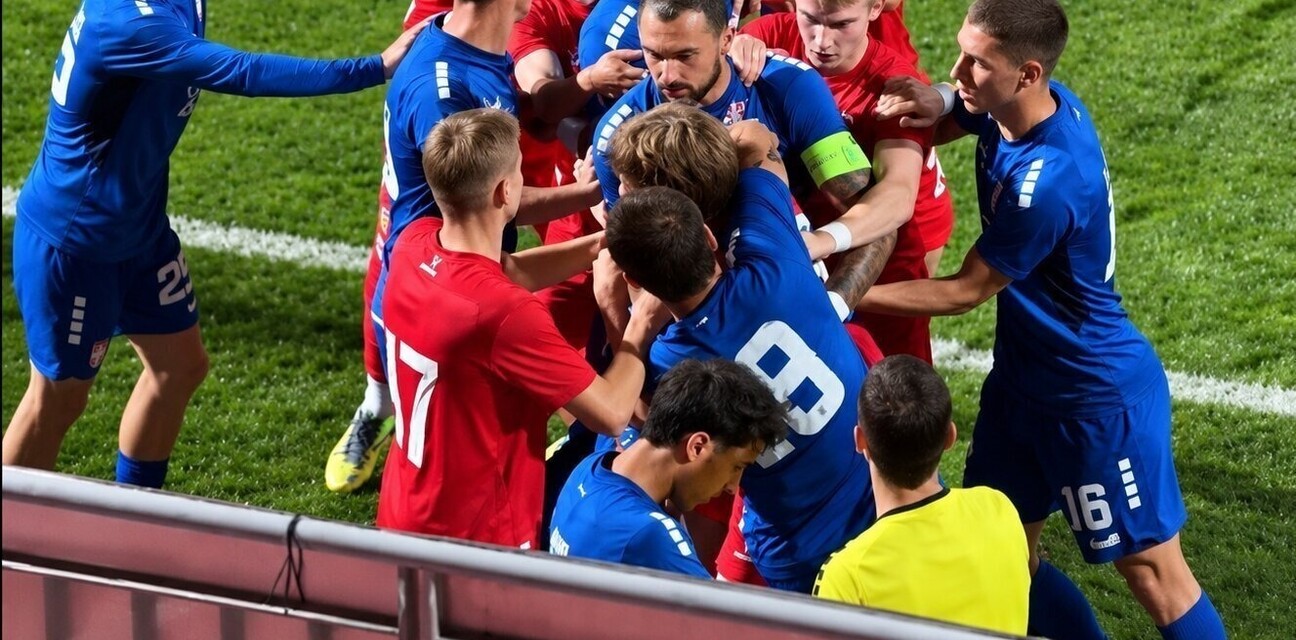 Ružne scene VIDEO Potukli se Srbi i Rusi! Sijevale šake, igrači se hvatali za vrat, sudac dijelio crvene