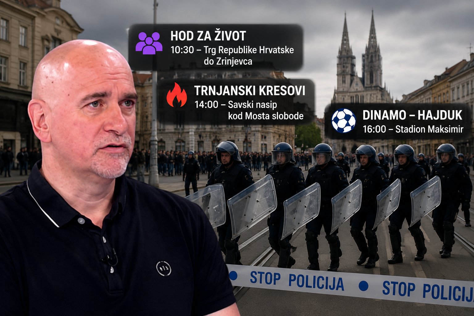 Zagreb pred velikim sigurnosnim izazovom: Policija istodobno osigurava Hod za život, Trnjanske kresove i derbi Dinama i Hajduka