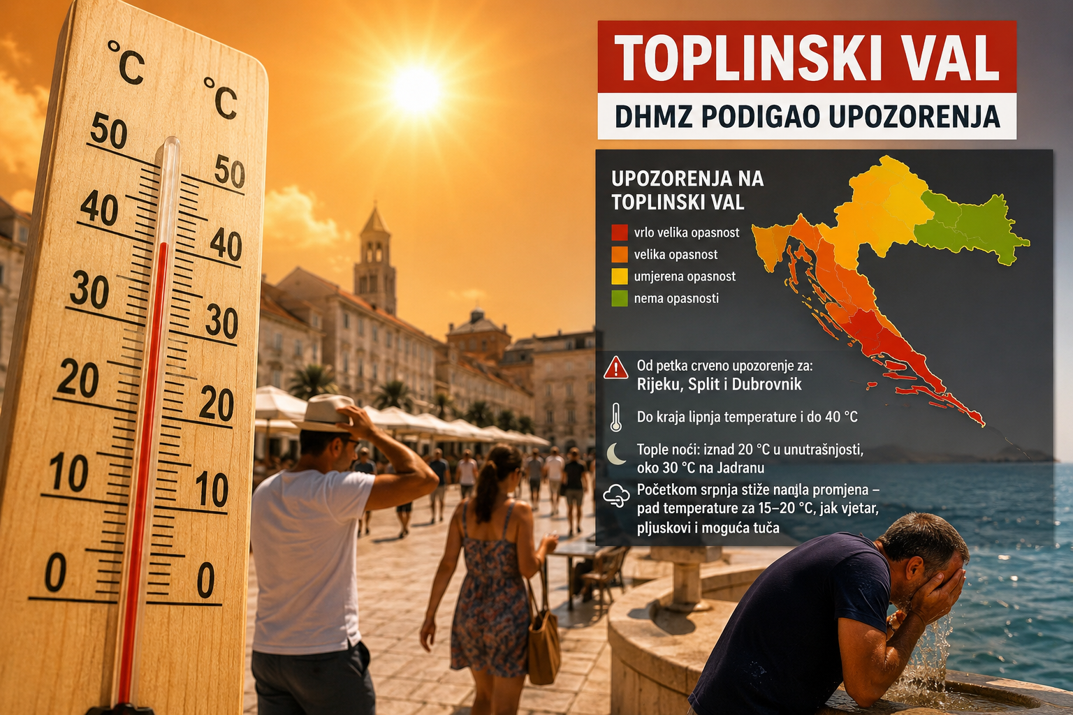 Toplinski val pojačava stisak: DHMZ podigao upozorenja, temperature idu prema 40 stupnjeva