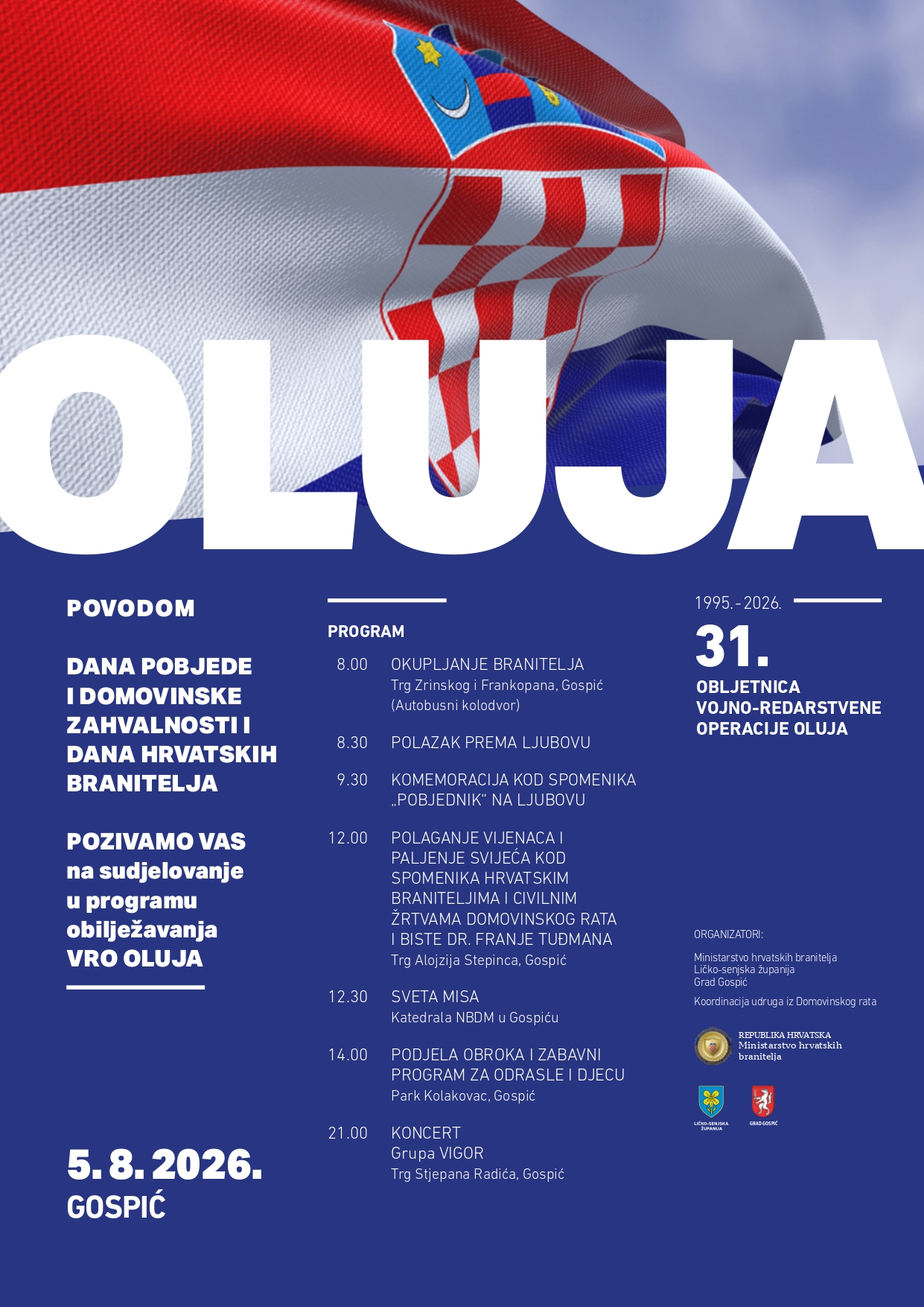 Obilježavanje 31. obljetnice VRO „Oluja“ u Gospiću