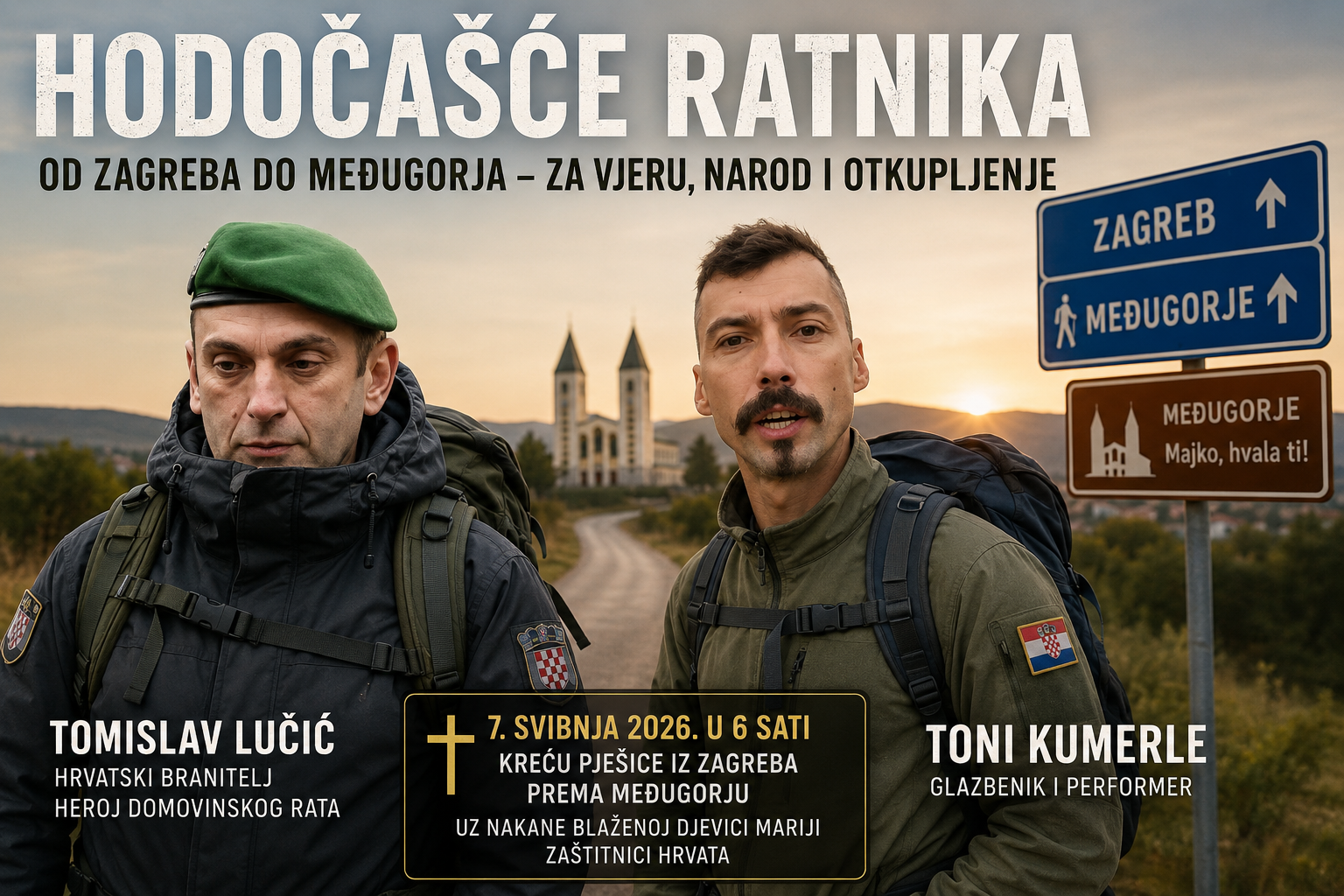 Hodočašće ratnika: Tomislav Lučić i Toni Kumerle pješice iz Zagreba prema Međugorju
