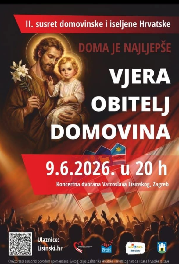 DOMA JE NAJLJEPŠE: Lisinski okuplja domovinsku i iseljenu Hrvatsku u večeri vjere, obitelji i domovine