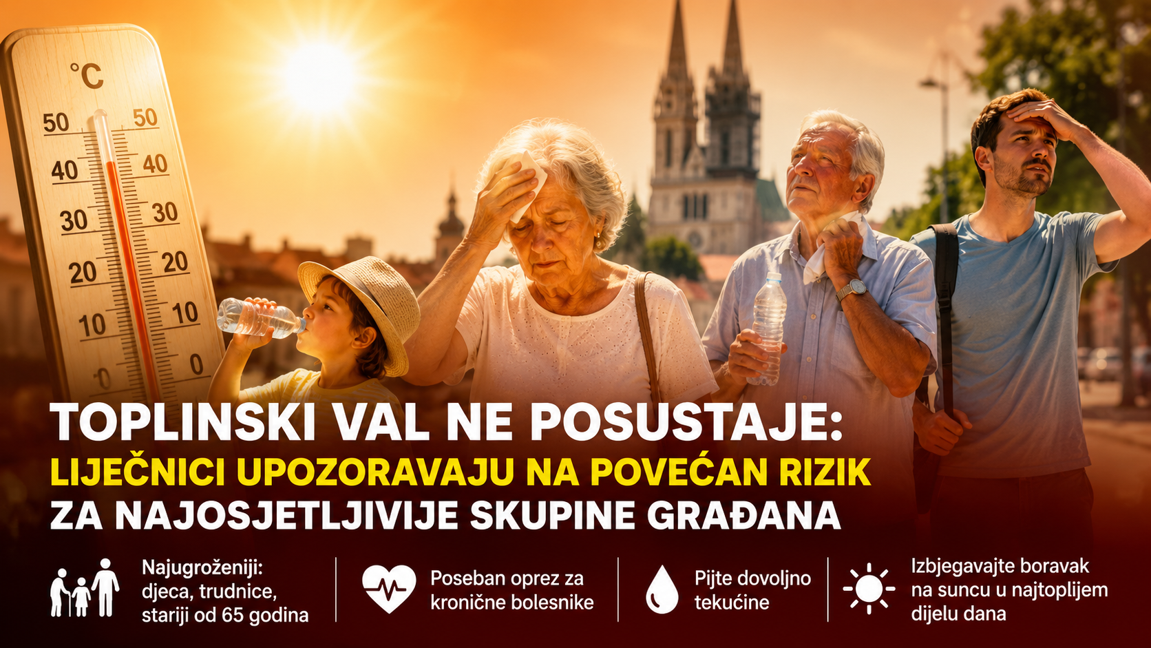 Toplinski val ne posustaje: Liječnici upozoravaju na povećan rizik za najosjetljivije skupine građana