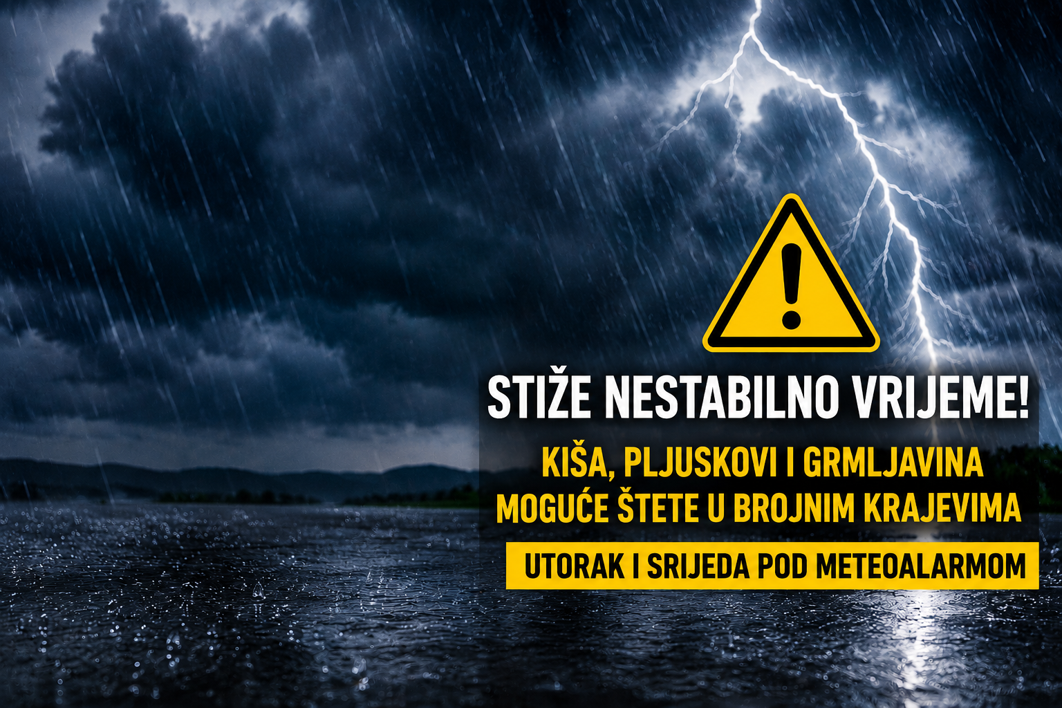 Stiže nagla promjena vremena: Kiša, grmljavina i moguće štete u mnogim krajevima Hrvatske