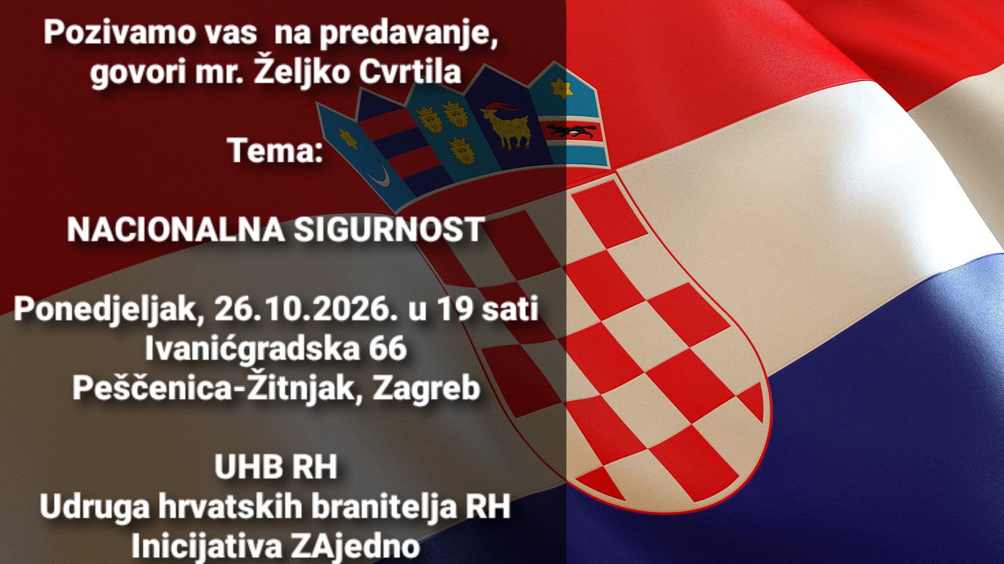 U Zagrebu predavanje o nacionalnoj sigurnosti: Govorit će mr. Željko Cvrtila