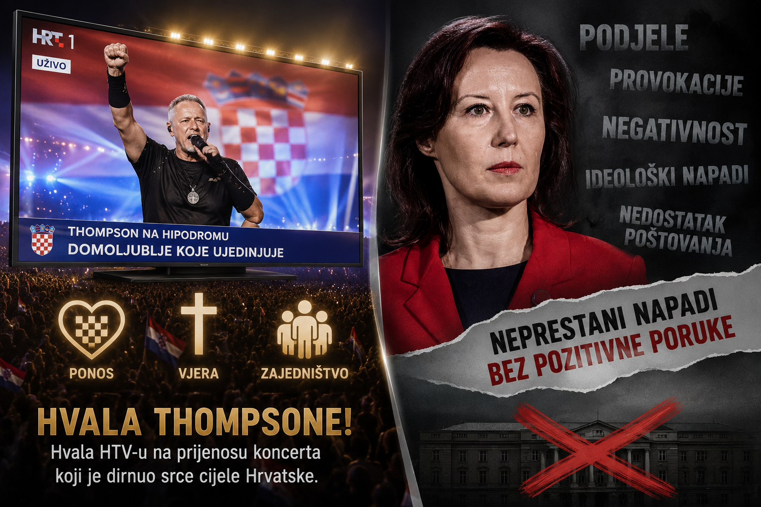 Dalija Orešković ponovno napala Thompsona i Crkvu: Sporne izjave nakon prijenosa koncerta na HRT-u