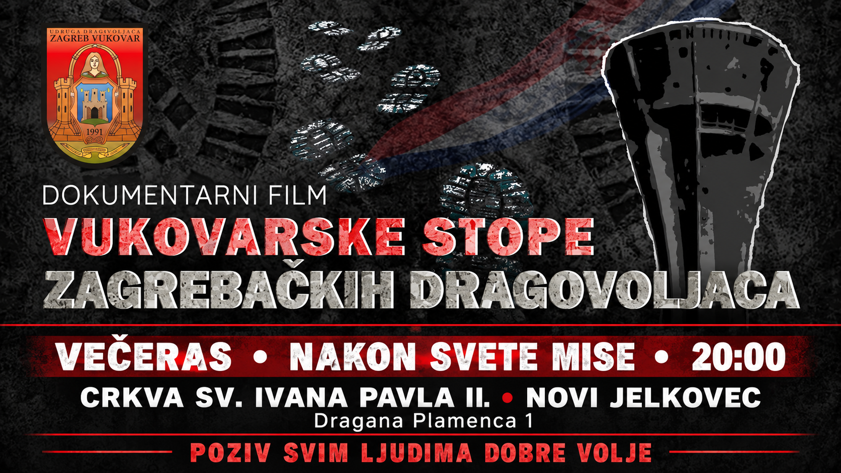 VEČERAS U NOVOM JELKOVCU: Dokumentarni film o zagrebačkim dragovoljcima i Vukovaru