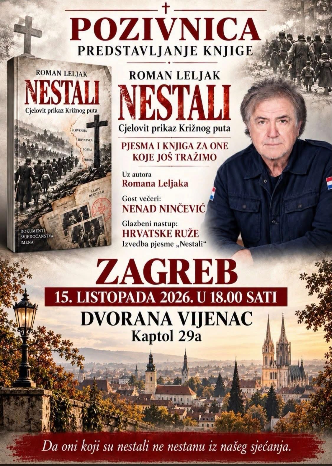 U Zagrebu predstavljanje knjige Romana Leljaka „Nestali – Cjelovit prikaz Križnog puta”