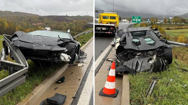 ZABIO SE U OGRADU Slovenac jurio na A1 pa slupao Lamborghini od 300 tisuća €!