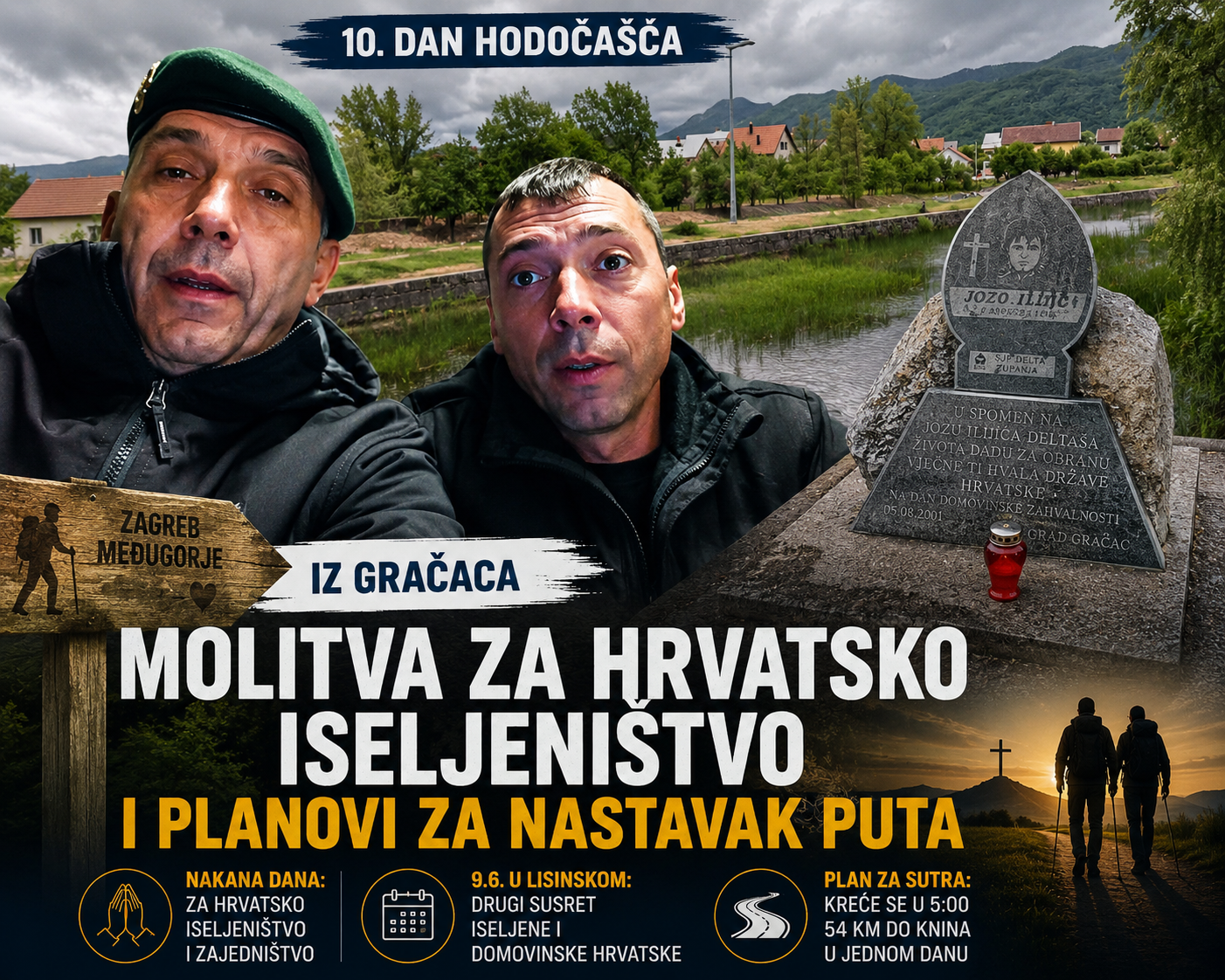 Deseti dan hodočašća u Gračacu: Molitva za hrvatsko iseljeništvo i priprema za najtežu dionicu puta