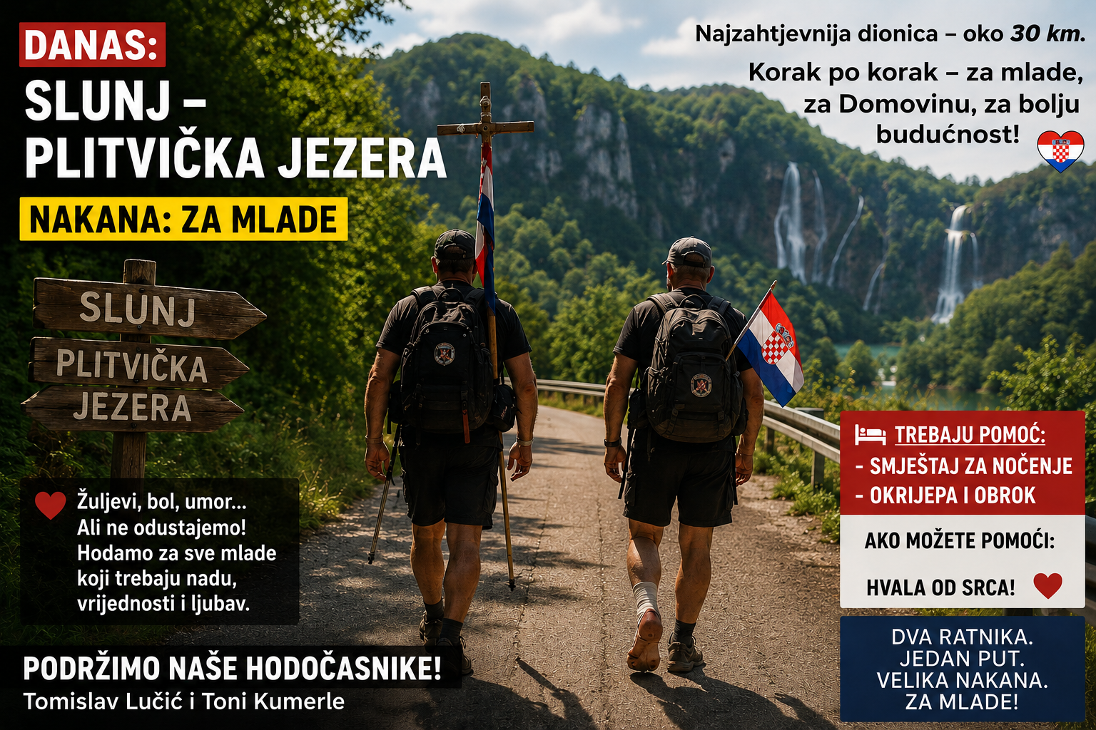 RANJENIH NOGU, ALI NE I DUHA: Hrvatski ratnici-hodočasnici nastavljaju svoj put vjere i Domovine