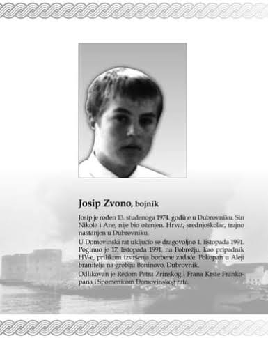JOSIP ZVONO – ŠESNAESTOGODIŠNJAK KOJI SE PRVOGA DANA NAPADA PRIKLJUČIO OBRANI DUBROVNIKA