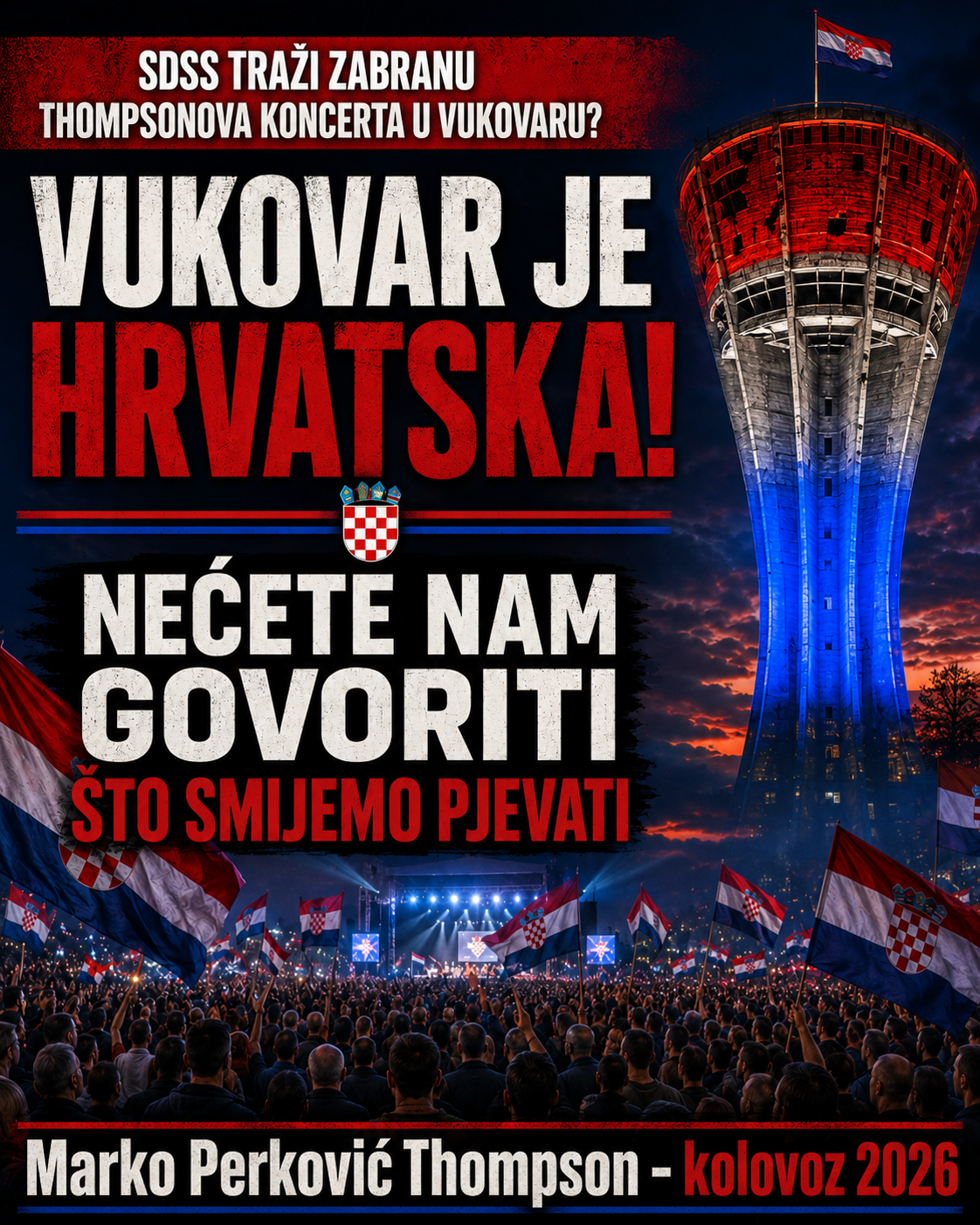 VUKOVAR NIJE GRAD U KOJEM ĆE SDSS ODREĐIVATI ŠTO HRVATSKA SMIJE PJEVATI