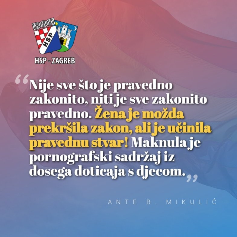 Gradonačelniče zaustavite javnu veksilološku pornografiju u Zagrebu! - oglasio se Dopredsjednik HSP-a Grada Zagreba